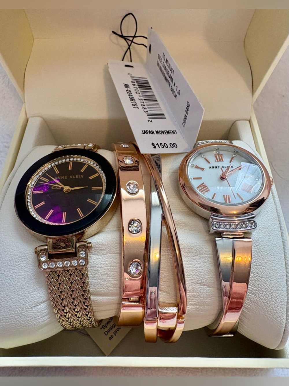 Anne Klein Two-Tone Rose Gold and Gold Watch & Bracelet Set - Picture 4 of 5